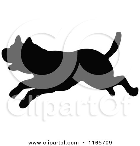 Clipart of a Silhouetted Dog Running - Royalty Free Vector Illustration by Prawny Vintage