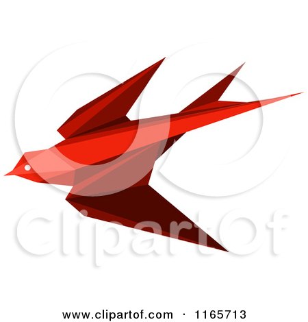 Clipart of a Red Origami Hummingbird 4 - Royalty Free Vector Illustration by Vector Tradition SM