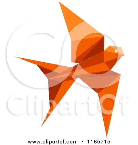 Clipart of an Orange Origami Hummingbird 5 - Royalty Free Vector Illustration by Vector Tradition SM