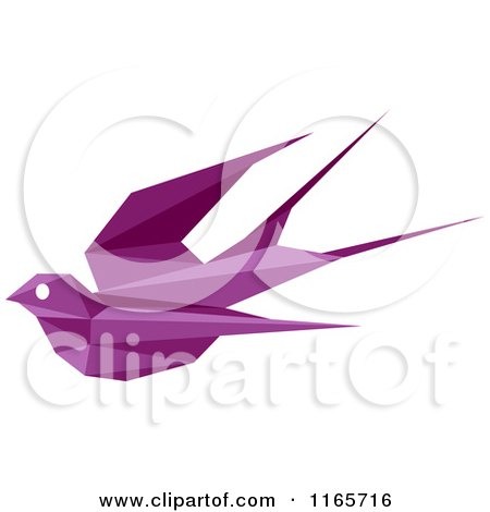 Clipart of a Purple Origami Hummingbird 4 - Royalty Free Vector Illustration by Vector Tradition SM
