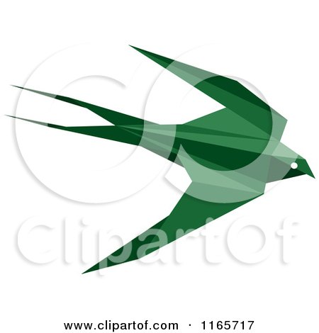 Clipart of a Green Origami Hummingbird 5 - Royalty Free Vector Illustration by Vector Tradition SM