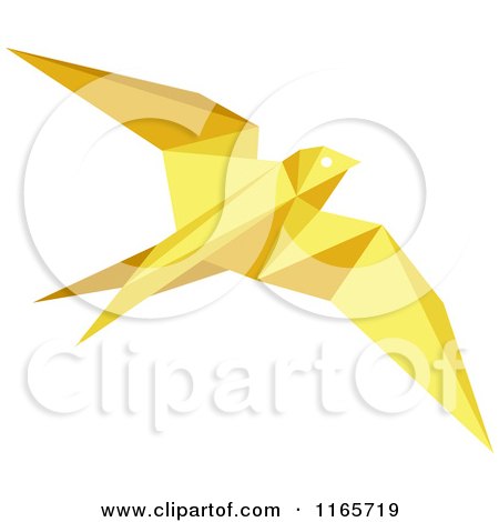 Clipart of a Yellow Origami Hummingbird 3 - Royalty Free Vector Illustration by Vector Tradition SM
