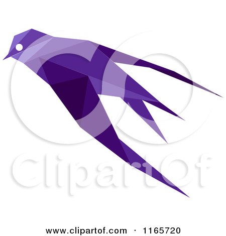 Clipart of a Purple Origami Bird - Royalty Free Vector Illustration by Vector Tradition SM
