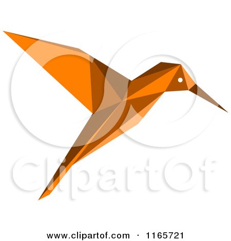 Clipart of an Orange Origami Hummingbird 4 - Royalty Free Vector Illustration by Vector Tradition SM