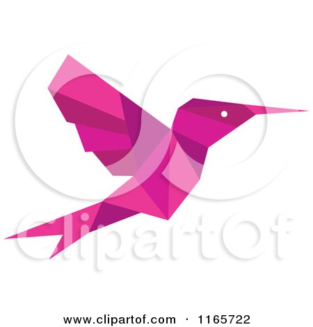 Clipart of a Pink Origami Hummingbird - Royalty Free Vector Illustration by Vector Tradition SM