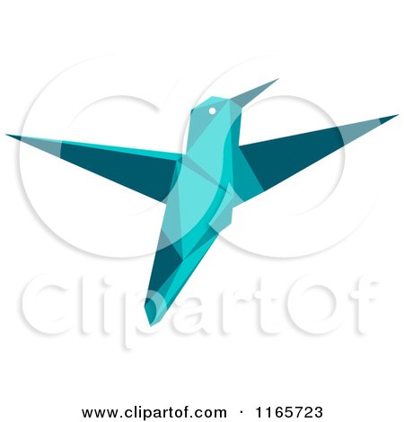 Clipart of a Blue Origami Hummingbird 5 - Royalty Free Vector Illustration by Vector Tradition SM