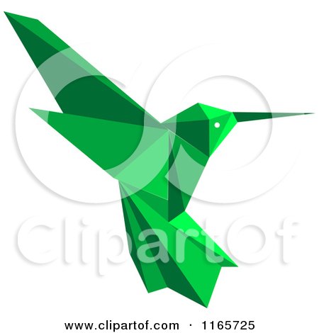 Clipart of a Green Origami Hummingbird 4 - Royalty Free Vector Illustration by Vector Tradition SM