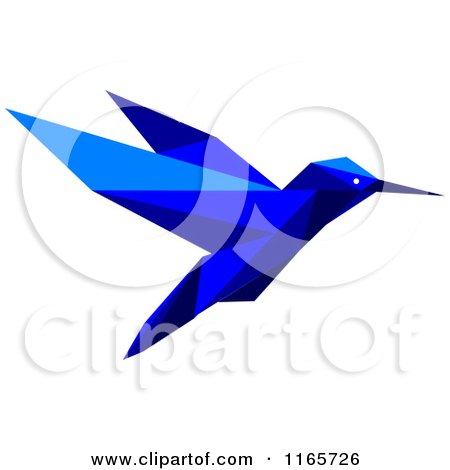 Clipart of a Blue Origami Hummingbird 4 - Royalty Free Vector Illustration by Vector Tradition SM