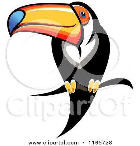 Clipart of a Perched Toucan Bird - Royalty Free Vector Illustration by Vector Tradition SM