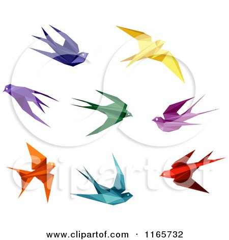 Clipart of Origami Hummingbirds 4 - Royalty Free Vector Illustration by Vector Tradition SM