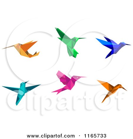 Clipart of Origami Hummingbirds 5 - Royalty Free Vector Illustration by Vector Tradition SM