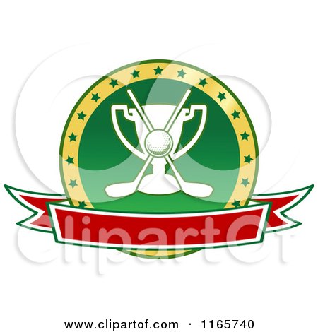 Clipart of a Green and Red Heraldic Golf Design - Royalty Free Vector Illustration by Vector Tradition SM