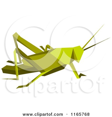 Clipart of a Green Origami Grasshopper - Royalty Free Vector Illustration by Vector Tradition SM