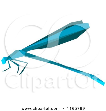 Clipart of a Blue Origami Dragonfly - Royalty Free Vector Illustration by Vector Tradition SM
