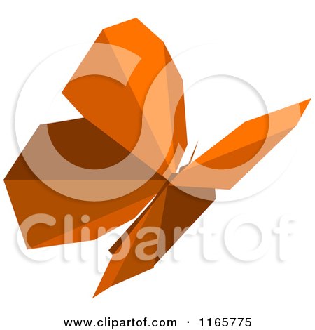 Clipart of an Orange Origami Butterfly - Royalty Free Vector Illustration by Vector Tradition SM