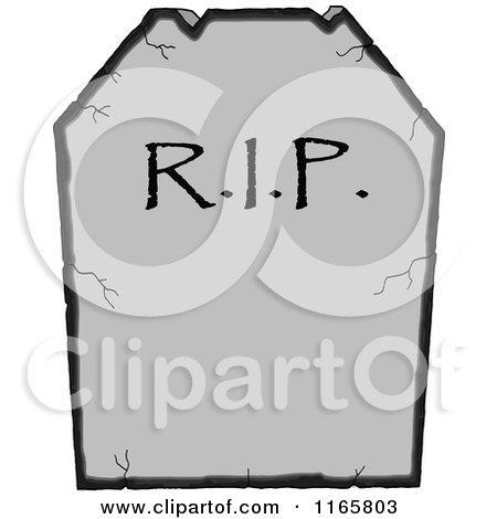 Cartoon of a Cracked RIP Tombstone - Royalty Free Vector Clipart by LaffToon