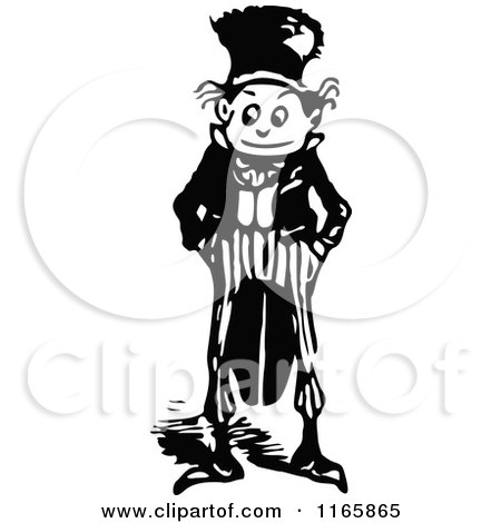 Clipart of a Retro Vintage Black and White Boy - Royalty Free Vector Illustration by Prawny Vintage