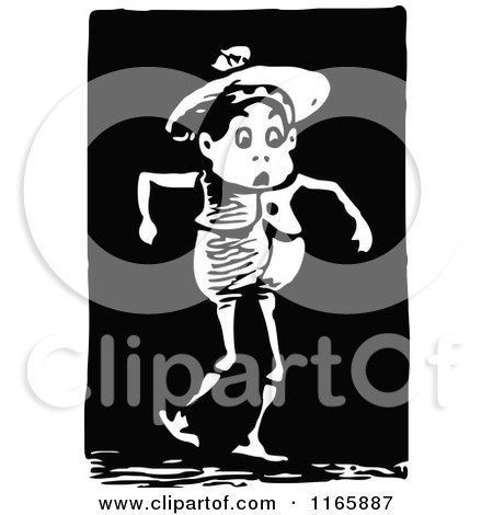 Clipart of a Retro Vintage Black and White Surprised Boy - Royalty Free Vector Illustration by Prawny Vintage