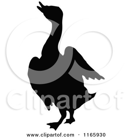 Clipart of a Silhouetted Duck - Royalty Free Vector Illustration by Prawny Vintage