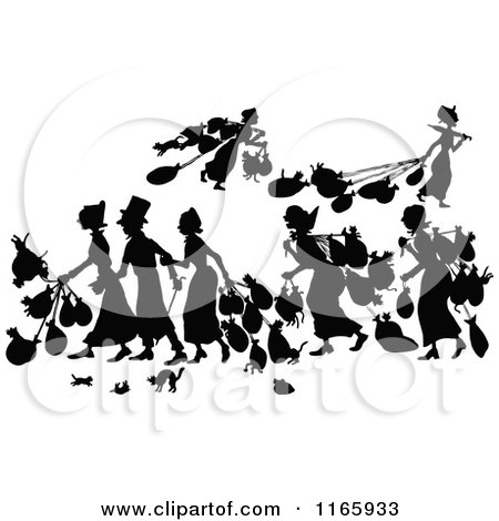 Clipart of Silhouetted People Cat Napping - Royalty Free Vector Illustration by Prawny Vintage