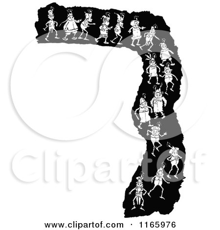 Clipart of a Retro Vintage Black and White Border of Boys Walking - Royalty Free Vector Illustration by Prawny Vintage