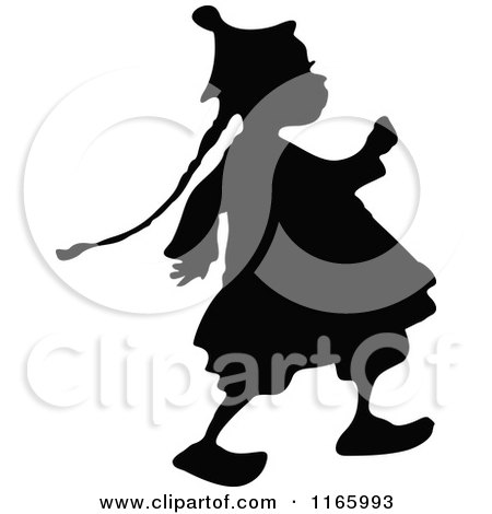 Clipart of a Silhouetted Walking Child - Royalty Free Vector Illustration by Prawny Vintage
