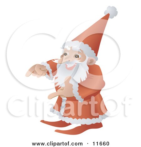 Santa in His Red and White Uniform, Gesturing With His Hands Clipart Illustration by AtStockIllustration