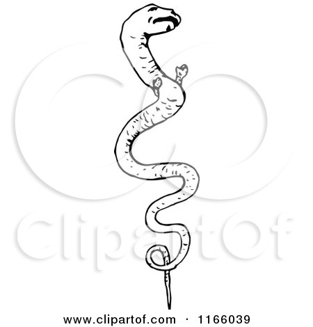 Clipart of a Retro Vintage Black and White Serpent - Royalty Free Vector Illustration by Prawny Vintage