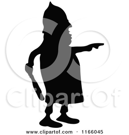 Clipart of a Silhouetted Police Man Pointing - Royalty Free Vector Illustration by Prawny Vintage