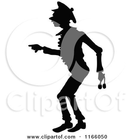 Clipart of a Silhouetted Man Pointing - Royalty Free Vector Illustration by Prawny Vintage
