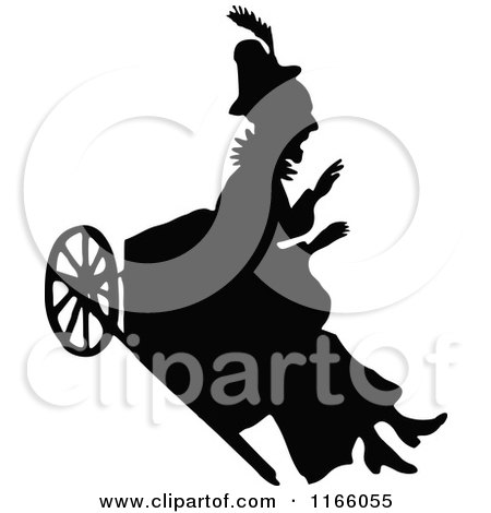 Clipart of a Silhouetted Old Woman in a Ricksaw - Royalty Free Vector Illustration by Prawny Vintage