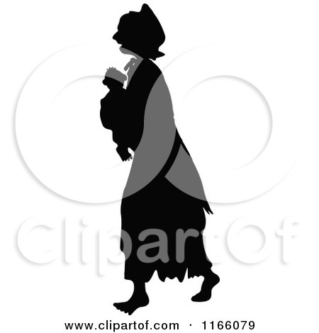 Clipart of a Silhouetted Mother Carrying a Baby - Royalty Free Vector Illustration by Prawny Vintage
