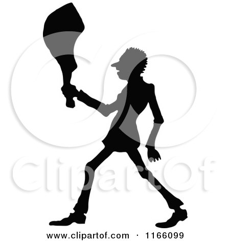 Clipart of a Silhouetted Man Carrying a Chop - Royalty Free Vector Illustration by Prawny Vintage