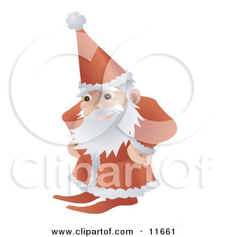 Santa in His Red and White Uniform Standing With His Hands on His Hips Clipart Illustration by AtStockIllustration