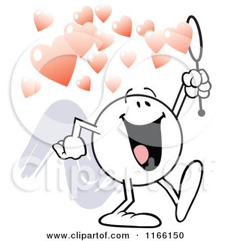 Cartoon of a Moodie Character Making Heart Valentine Bubbles - Royalty Free Vector Clipart by Johnny Sajem