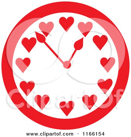 Cartoon of a Red Timeless Love Heart Clock - Royalty Free Vector Clipart by Johnny Sajem