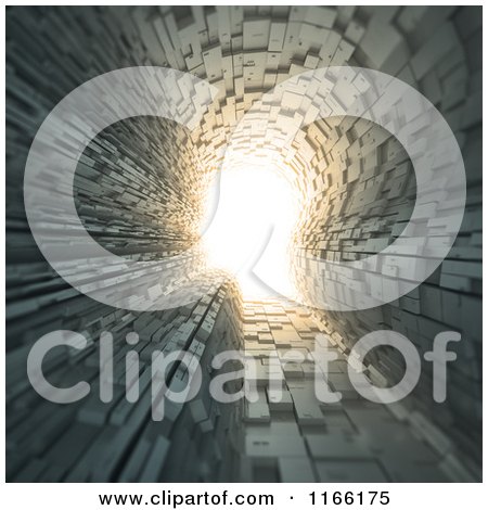 Clipart of a 3d Head Shaped Tunnel with Bright Light at the End, Symbolizing Artificial Intelligence - Royalty Free CGI Illustration by Mopic