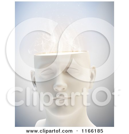 Clipart of a 3d Male Head with Smoke - Royalty Free CGI Illustration by Mopic