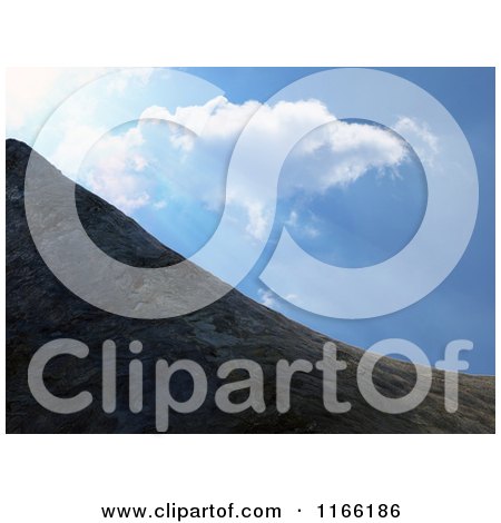 Clipart of a 3d Hillside with Sun Shining from the Sky - Royalty Free CGI Illustration by Mopic