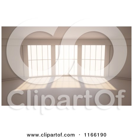 Clipart of a 3d Room Interior with a Wall of Windows - Royalty Free CGI Illustration by Mopic