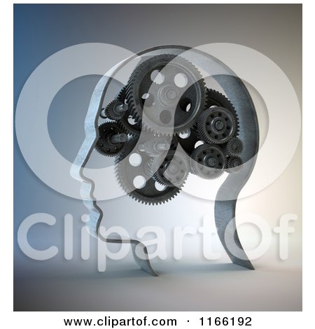 Clipart of a 3d Gear Head - Royalty Free CGI Illustration by Mopic