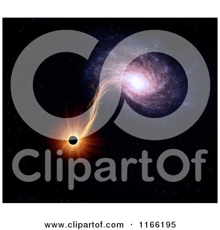 Clipart of a 3d Spiral Galaxy Being Sucked into a Black Hole - Royalty Free CGI Illustration by Mopic