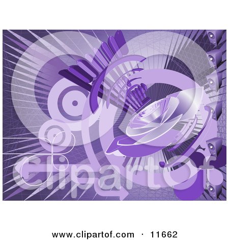Purple Internet Background With a Loud Speaker Clipart Illustration by AtStockIllustration