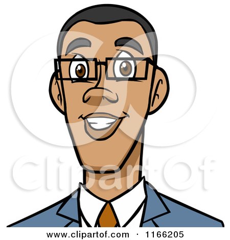 Cartoon of a Black Business Man Avatar - Royalty Free Vector Clipart by Cartoon Solutions