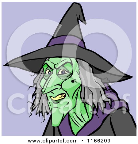Cartoon of a Witch Avatar on Purple - Royalty Free Vector Clipart by Cartoon Solutions