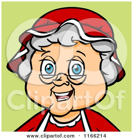 Cartoon of a Mrs Claus Christmas Avatar on Green - Royalty Free Vector Clipart by Cartoon Solutions