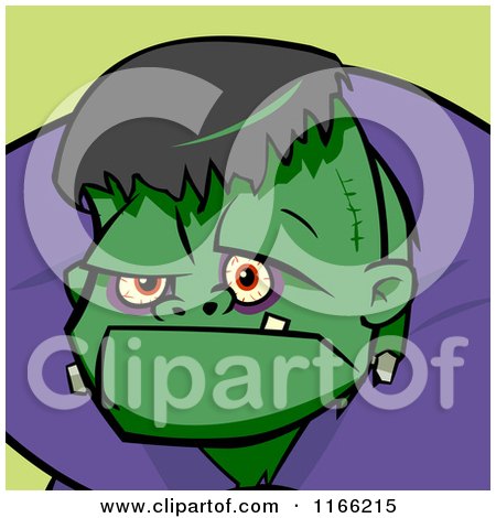 Cartoon of a Frankenstein Avatar on Green - Royalty Free Vector Clipart by Cartoon Solutions