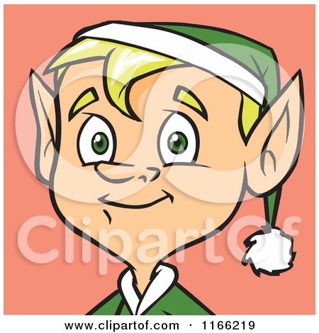 Cartoon of a Male Christmas Elf Avatar on Pink - Royalty Free Vector Clipart by Cartoon Solutions