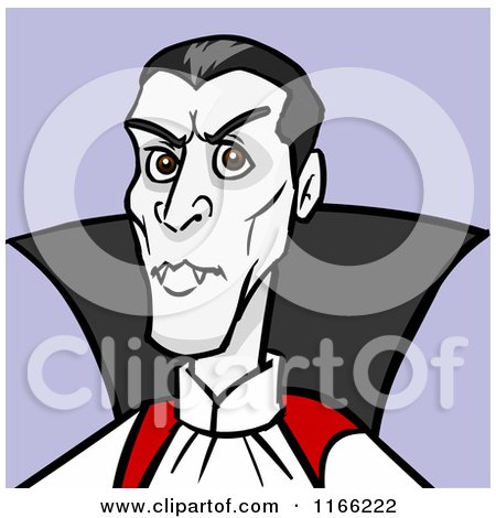 Cartoon of a Dracula Vampire Avatar on Purple - Royalty Free Vector Clipart by Cartoon Solutions