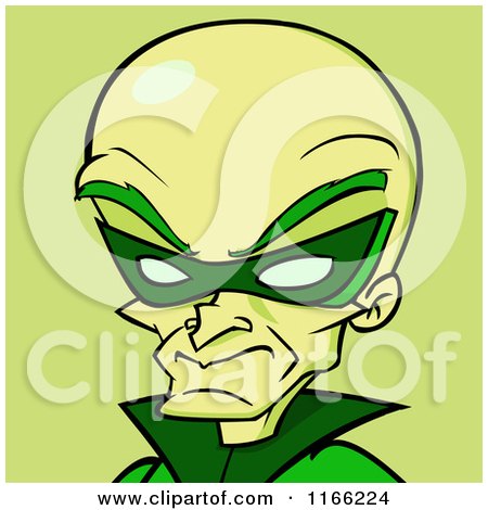 Cartoon of a Dr Naughty Villain Avatar on Green - Royalty Free Vector Clipart by Cartoon Solutions